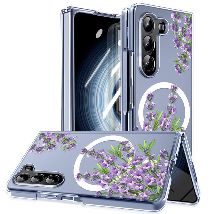 MIDIIUGCT Magnetic for Galaxy Z Fold 5 Case,Built-in Magnet Circle&Wireless Charging,Military-Grade Shockproof case Cover for Z Fold 5 [Purple Lavend