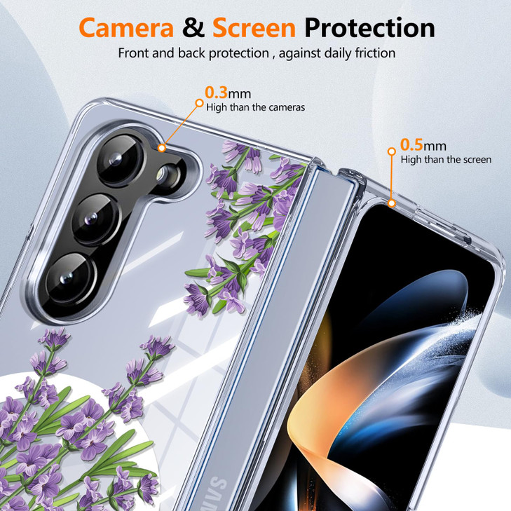 MIDIIUGCT Magnetic for Galaxy Z Fold 5 Case,Built-in Magnet Circle&Wireless Charging,Military-Grade Shockproof case Cover for Z Fold 5 [Purple Lavend