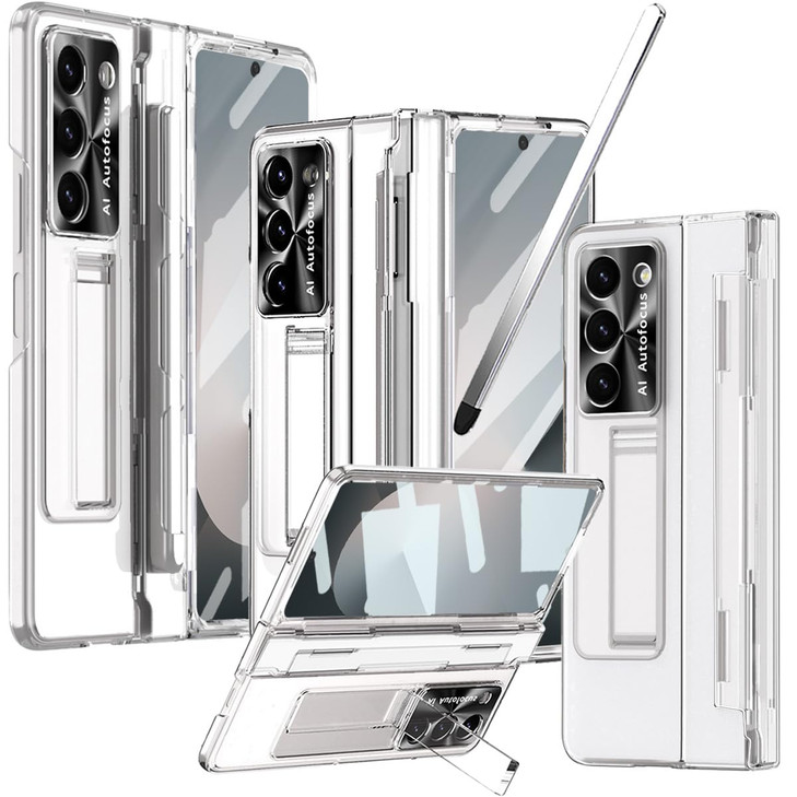 YQODSZ for Samsung Galaxy Z Fold 6 Case with Slim Stylus & S Pen Holder, One-Piece Design Z Fold 6 Clear Case with Hinge Protection Screen Protector