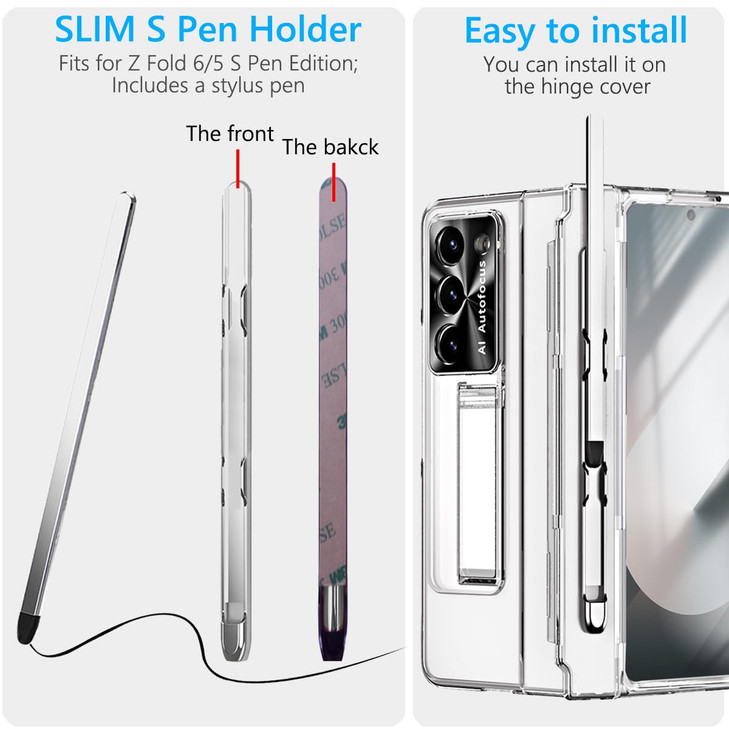 YQODSZ for Samsung Galaxy Z Fold 6 Case with Slim Stylus & S Pen Holder, One-Piece Design Z Fold 6 Clear Case with Hinge Protection Screen Protector