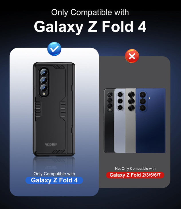 for Samsung Z Fold 4 Case: [Hidden Kickstand] [Wireless Charging], Full Body Hinge Protection Slim Case, Built-in Screen Protector Phone Stand Case f