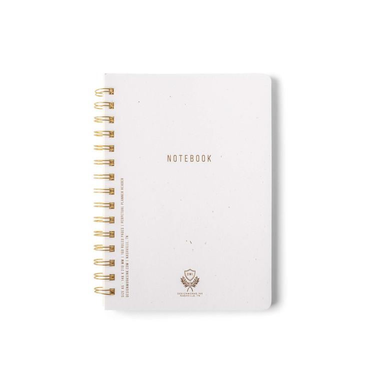 DesignWorks Ink 6" x 8.25" Speckled Ivory White Textured Paper Twin Wire Spiral Notebook Journal with 160 Lined Pages for Work, Writing, Journaling