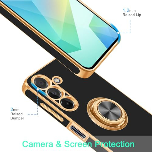 Fingic for Samsung Galaxy A16 5G Case[with 360° Ring Holder Stand][Support Magnetic Car Mount]Kickstand Case for Women Girl Boy Slim Thin Shockproof