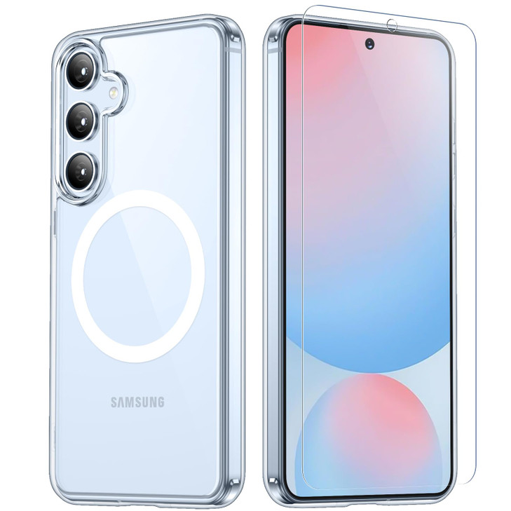 Temdan for Samsung Galaxy S24 FE Case Clear, [Crystal Clear][Non-Yellowing][Military-Grade Drop Protection][Work with Fingerprint ID] Slim Thin Shock