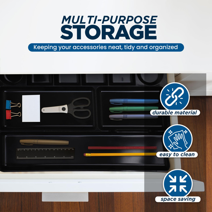Desk Drawer Organizer Tray, Office Desk Organizer Tray with 9 Compartments, Inside Desk Organizer for Home Office, 14 x 9.13 x 1.13 Inch, Perfect for
