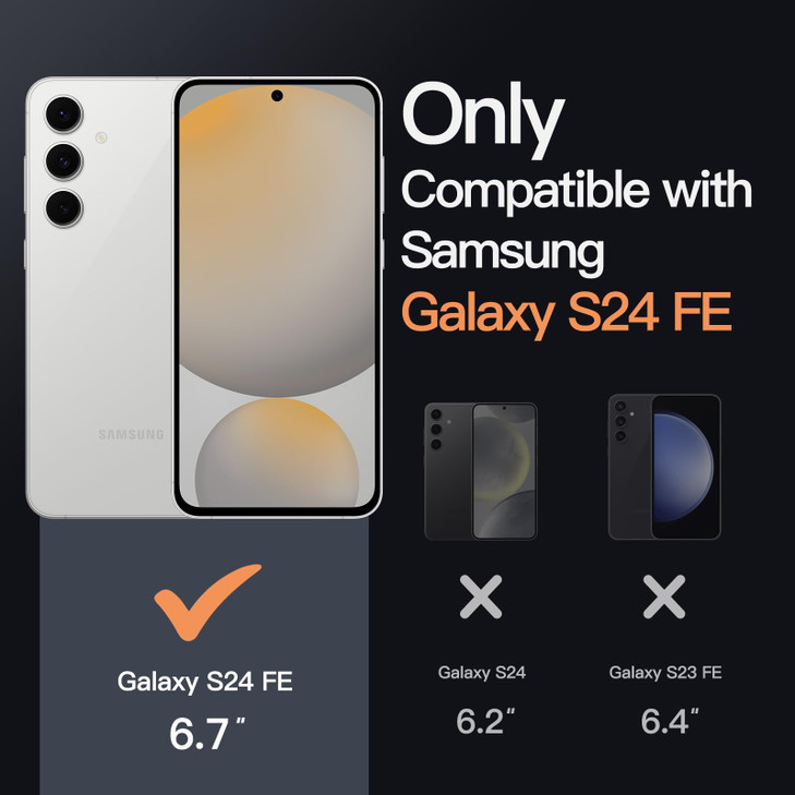 JETech Case for Samsung Galaxy S24 FE, Non-Yellowing Shockproof Bumper Protective Phone Cover, Anti-Scratch Hard PC Back (Clear)