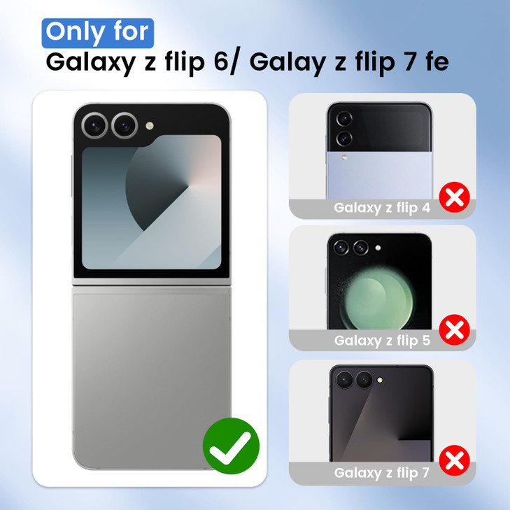 Ruky Slim Case for Samsung Z Flip 6, with Built-in Back Screen Protector & Support Wireless Charging Hard PC Ultra-Thin Full Body Protective Phone Co