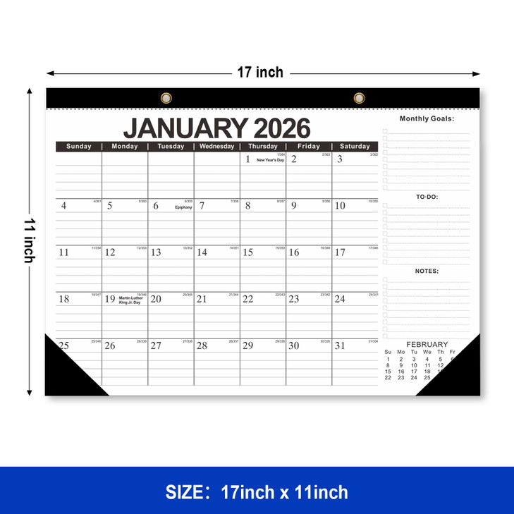 Comix 2025-2026 Floral Desk Calendar - 18 Month Desk Calendar (July 2025Dec 2026) | 17"x12" Thick Paper with Classic Design for Office & Home