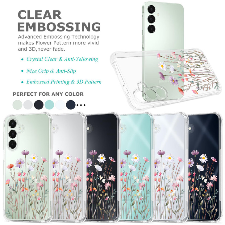 GREATRULY Floral Clear Case for Samsung Galaxy A16 (5G) for Women Girls,Pretty Phone Cover,Flower Design Cute Pattern Slim Soft Drop Proof Protective