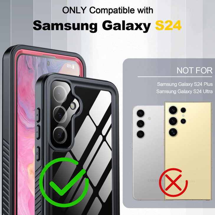 AMILIFECASES for Samsung Galaxy S24 Case, IP68 Waterproof with [Built-in Screen/Camera Protector] [14FT Military Shockproof] Full Body Heavy Duty Pro