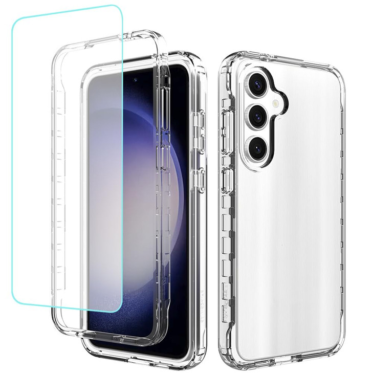 Tothedu Phone Case for Galaxy S24 FE Case, Samsung S24 FE 5G SM-S721U with Tempered-Glass Screen Protector, Clear Full Body Protective Hard PC Shell