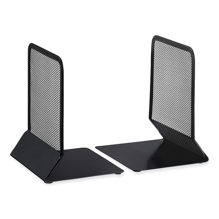 Universal UNV20025 5.38 in. x 5.38 in. x 6.75 in. Nonskid Metal Mesh Bookends - Black (1-Pair)