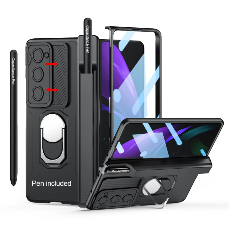 Libeagle Compatible with Samsung Galaxy Z Fold 2 Case Heavy Duty Protective, Camera Lens Cover, Capacitance Pen & Pen Holder & Hinge Protection, Scre