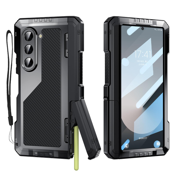 Libeagle for Samsung Galaxy Z Fold 6 Case with Slim S Pen Holder (2023), Metal Bumper Premium Heavy Duty Shockproof Protective, Hinge Protection, Scr