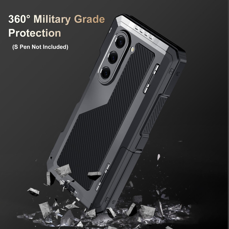 Libeagle for Samsung Galaxy Z Fold 6 Case with Slim S Pen Holder (2023), Metal Bumper Premium Heavy Duty Shockproof Protective, Hinge Protection, Scr