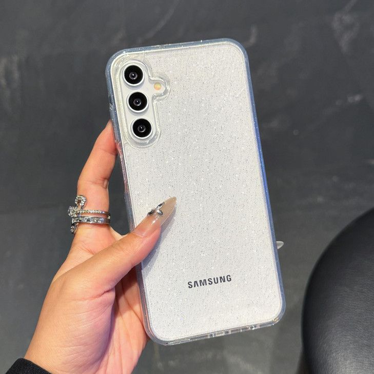LYQZDT for Samsung Galaxy S24 FE Case 6.7" Bling Glitter Clear Shiny Sparkle Transparent Anti Slip Yellowing Resistant Military Grade Shockproof Prot