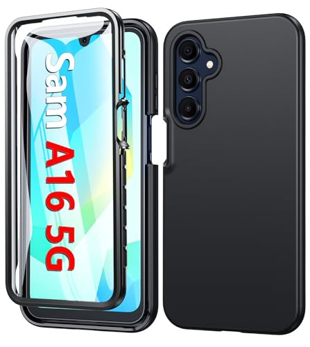 FNTCASE for Galaxy A16 5G Phone Case: [with Built-in Screen Protector] Protective Silicone Rugged Shockproof Phone Cover | Full Protection Dual Layer