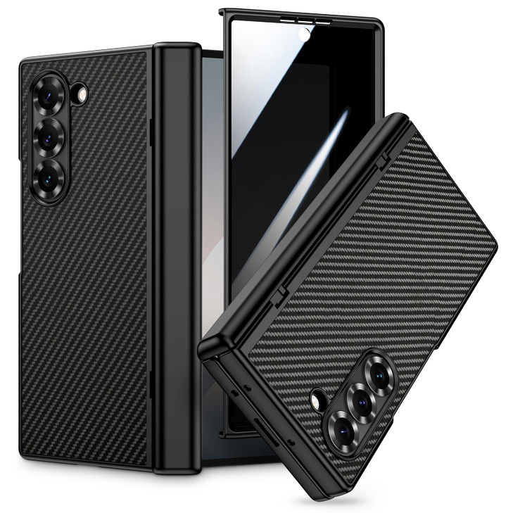 VEGO for Galaxy-Z-Fold-6 Case, Z Fold 6 Case with Built-in Privacy Screen Protector & Hinge Protection, Support Wireless Charging Slim PU Leather Cov