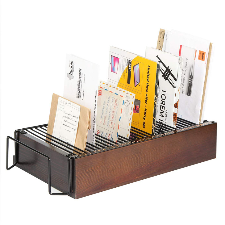 JACKCUBE Design Wood Monthly Office Desktop Bill & Mail & File Organizer Storage with Steel Divider Holder 31section, Entryway or Printer table Livin