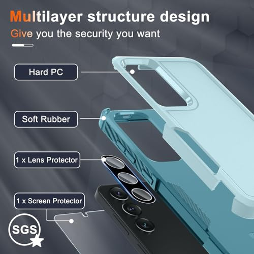 RMOCR Case for Samsung Galaxy S25 Plus, Full Body Heavy Duty Rugged Shockproof Protective Phone Cover with Lanyard Strap, Tempered Glass Screen Prote