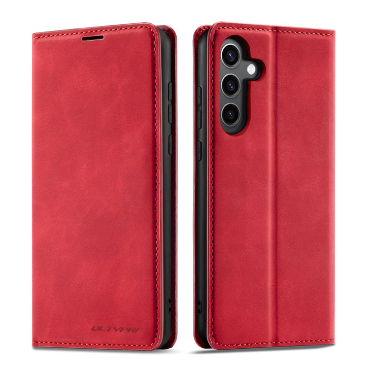 QLTYPRI Case for Samsung Galaxy A16 4G/5G, Premium PU Leather Cover TPU Bumper with Card Holder Kickstand Hidden Magnetic Adsorption Shockproof Flip