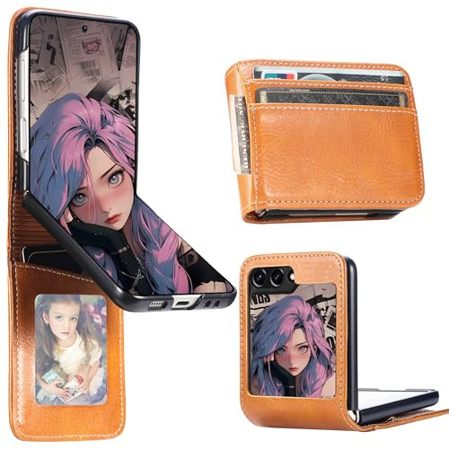 CCSamll Wallet Case for Samsung Galaxy Z Flip 7 FE, Flip 6 5G Case with Card HolderBusiness Style Premium PU Leather Phone Cover for Samsung Galaxy Z