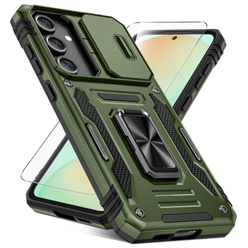 Caka for Samsung Galaxy S24 FE Case [HD Screen Protector] [Full Camera Lens Cover] [360°Rotated Kickstand Ring] [Heavy Duty Protection] Hard Rugged P