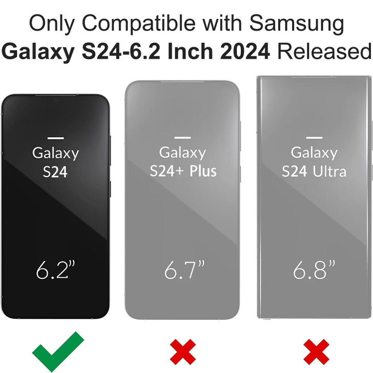DEERLAMN Case for Samsung Galaxy S24 6.2-Inch with Slide Camera Cover+Screen Protector(1 Pack), Rotated Ring Kickstand Military Grade Shockproof Prot
