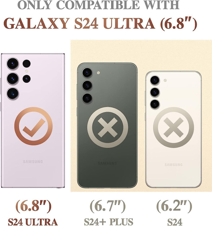 DEERLAMN Case for Samsung Galaxy S24 Ultra with Slide Camera Cover+Screen Protector (1 Pack), Rotated Ring Kickstand Military Grade Shockproof Protec