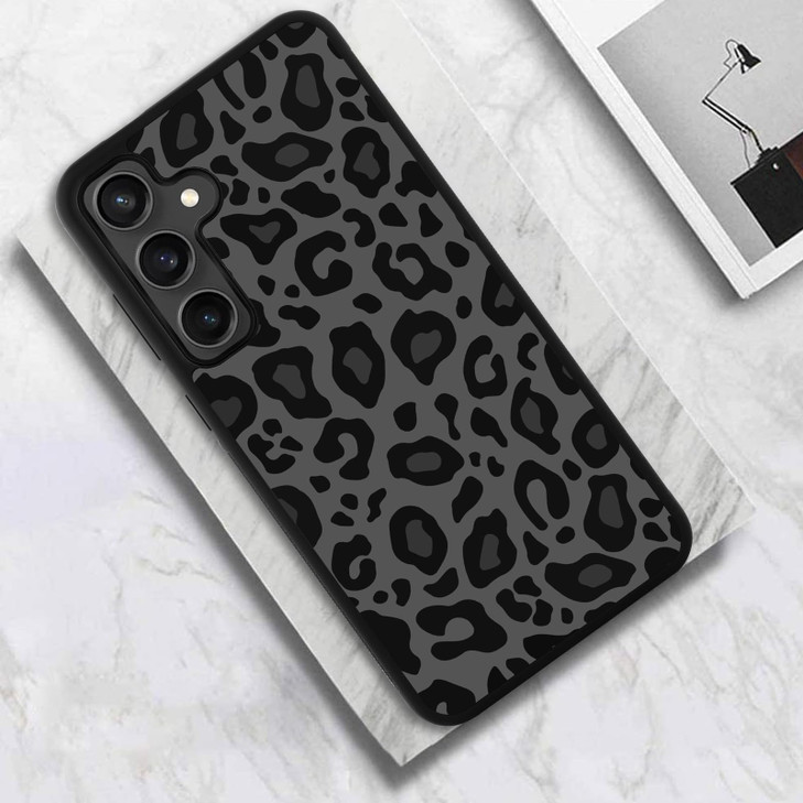 KANGHAR Case Compatible with Samsung Galaxy S24 FE 5G,Black Leopard Design,Tire Texture Non-Slip +Shockproof Rugged TPU Protective Case for Galaxy S2