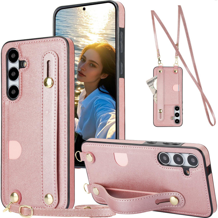 Ephoou Wallet Case for Samsung Galaxy S24 FE 6.7", PU Leather Crossbody Phone Case with Card Slots, Removable Shoulder Strap, Shockproof Protective C