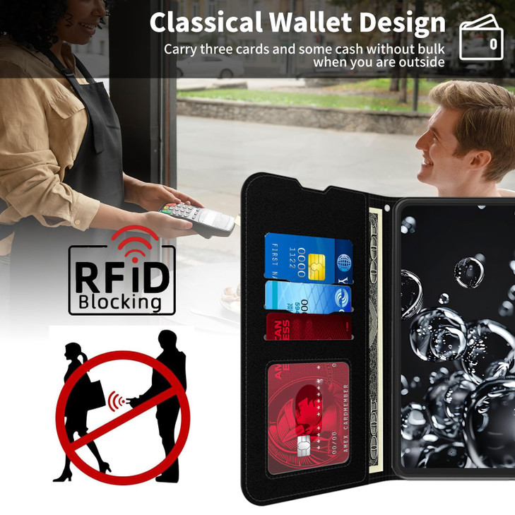 ACWDMKH for Samsung Galaxy S24 FE Case Wallet with Card Holder & Wrist Strap & Kickstand Folio Leather Magnetic Protective Shockproof Cover Case for