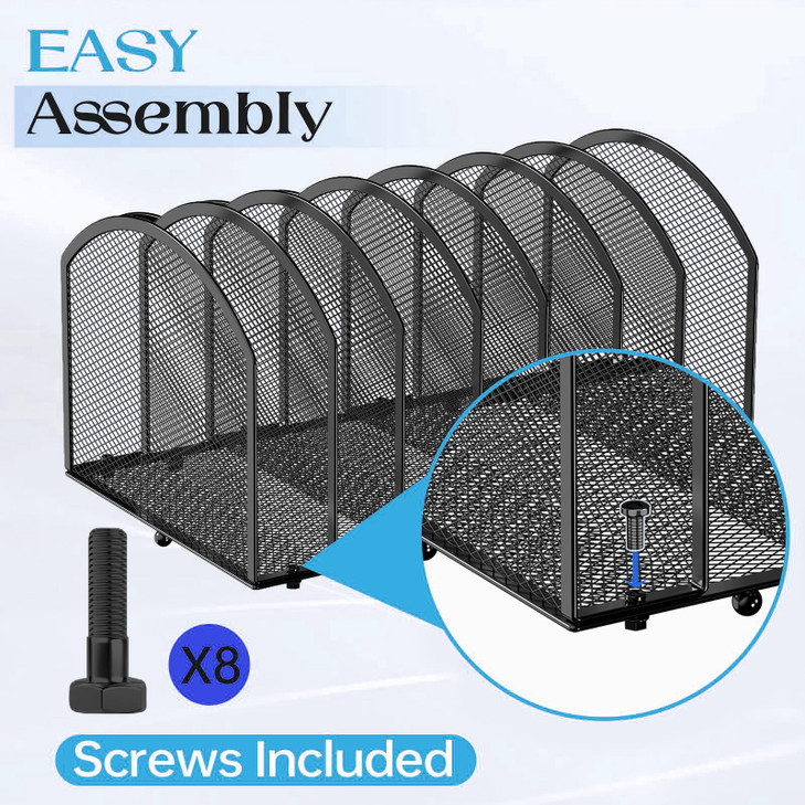 Gawerk 2 Pack Desk File Organizer, 7-Section Upright Mesh Desktop Organizer File Sorter Office Organization Letter Holder, Vertical Desktop File Hold