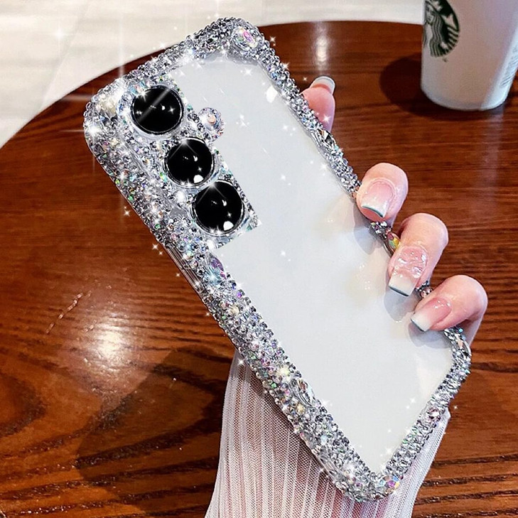 Changjia for Samsung Galaxy A16 5G Clear Glitter Case, Cute Luxury Bling Sparkly Diamond Rhinestones Camera Protection Soft TPU Bumper Shockproof Wom