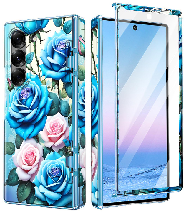 Btscase for Samsung Galaxy Z Fold 6 Case,Built in Front Screen Protector,Gold Glitter Marble Pattern Hard PC Slim Shockproof Full Body Drop Protectiv