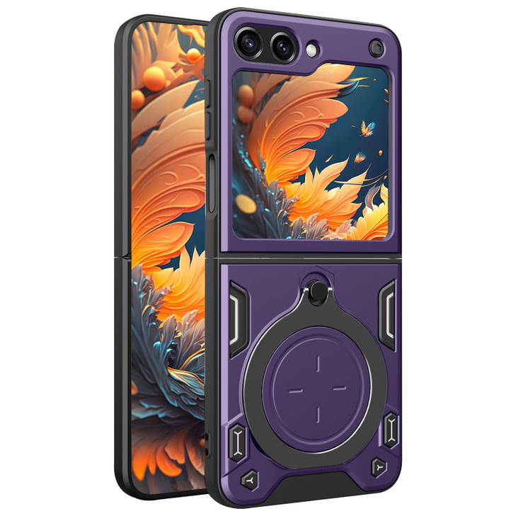 CCSmall for Samsung Galaxy Z Flip 6 Case for Men, Military Grade Shockproof Case with Rotatable Big Ring Kickstand Phone Case for Samsung Galaxy Z Fl