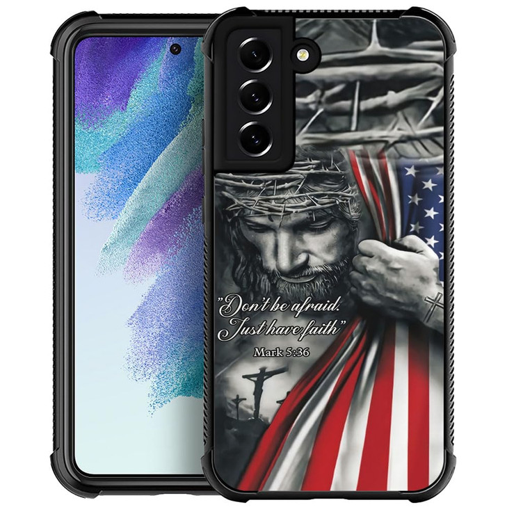 DAIZAG Case Compatible with Samsung Galaxy S21,Premium Shock-Resistant Phone Case,Christian Jesus God Bless American Flag