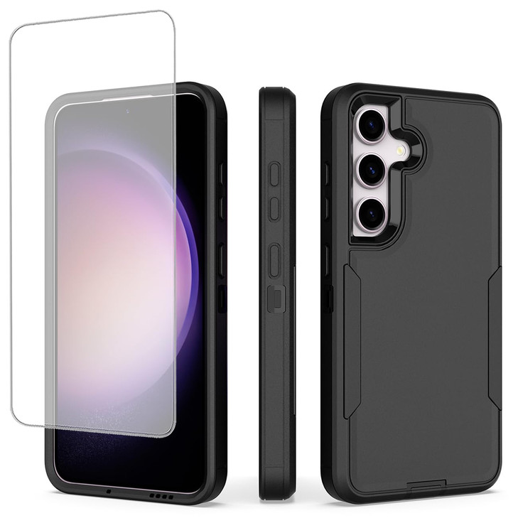 Zoeirc Case for Galaxy S24 FE Case, for Samsung S24 FE S721U with Tempered Glass Screen Protector, Hybrid Heavy Duty Dual Layer Shockproof Rugged Pro