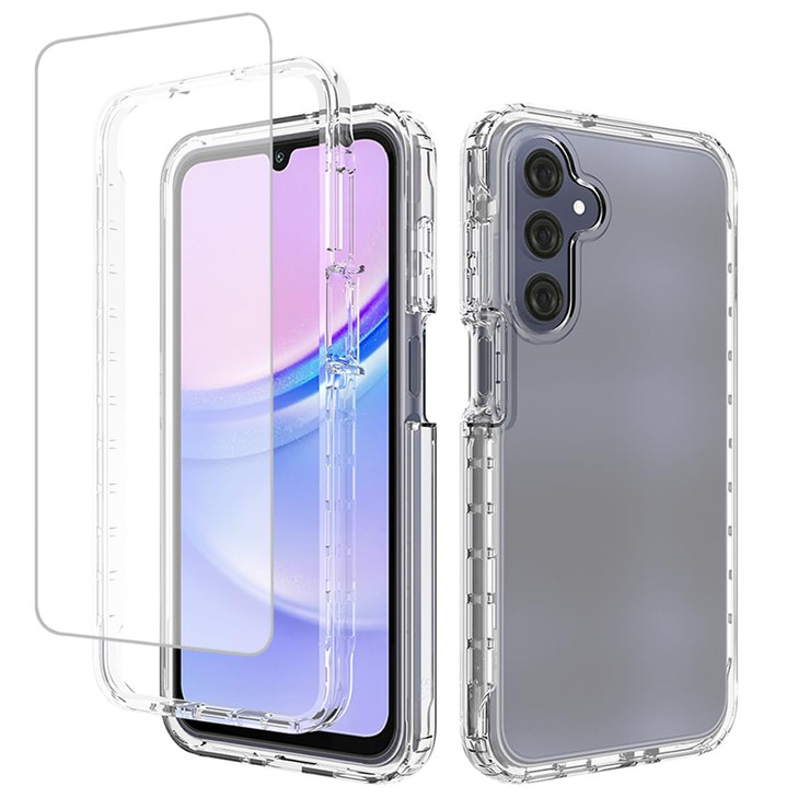 Tothedu Phone Case for Galaxy A16 5G Case, Samsung A16 SM-A166B with Tempered-Glass Screen Protector, Clear Full Body Protective Hard PC Shell TPU Co