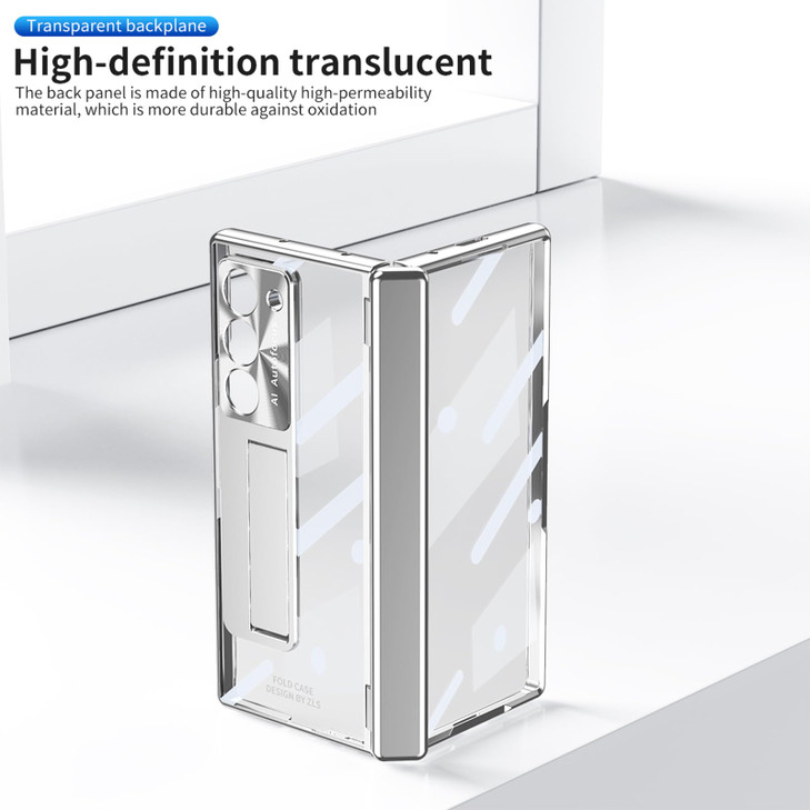 YQODSZ for Samsung Galaxy Z Fold 6 Case with Hinge Protection, All-Inclusive Crystal Clear Case with Kickstand Screen Protector Camera Protector Scra
