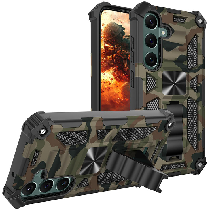 Fofvccv Camo Case for Samsung Galaxy A16 5G with Kickstand for Men, Military Camouflage Shockproof Protective Phone Cover Built-in Stand Case for Gal