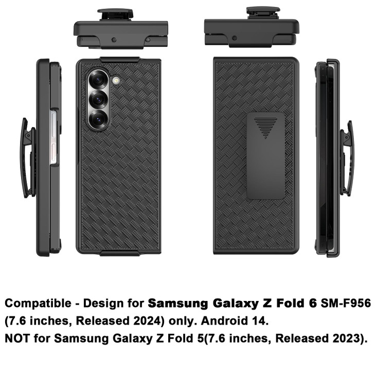 Ailiber for Samsung Galaxy Z Fold 6 Case with Belt Clip, Fold6 Holster Case with Screen Protector, Swivel Kickstand Holder, Slim Shockproof Shell Ful