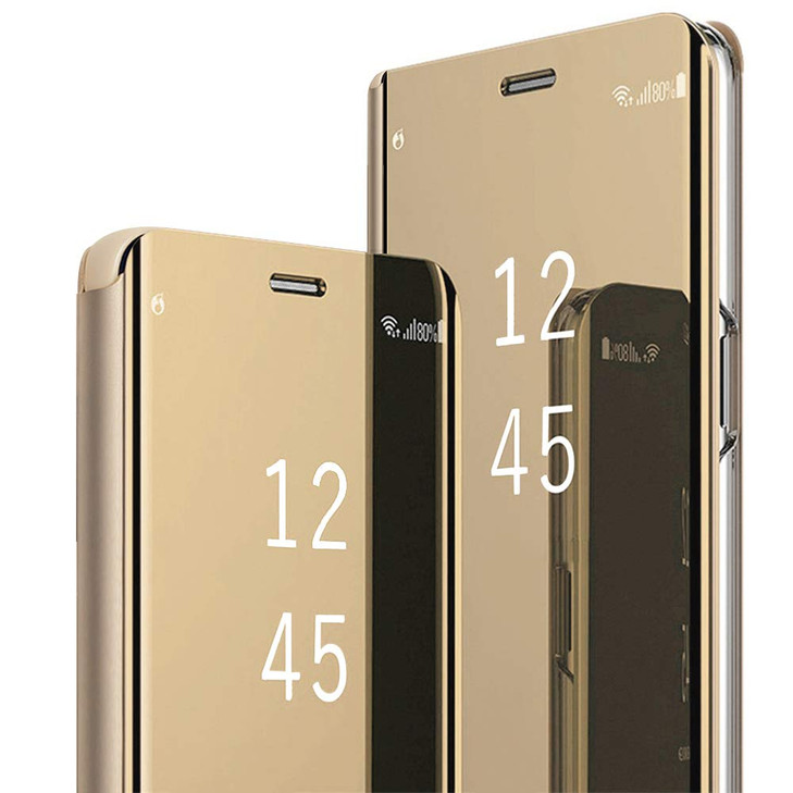 Z Fold 4 5G Case Compatible with Samsung Galaxy Z Fold4 5G Cell Phone Case with Kickstand, PU Leather, Clear View Mirror Flip Cover Shockproof Protec