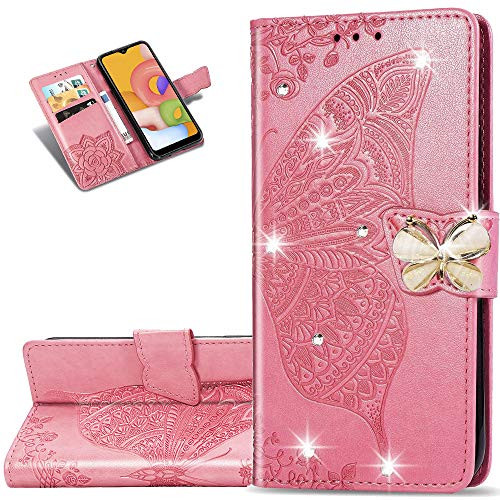 LEMAXELERS Samsung Galaxy Z Fold 2 5G Case Bling Diamond Butterfly Embossed Wallet Flip PU Leather Magnetic Card Slots with Stand Cover for Samsung G