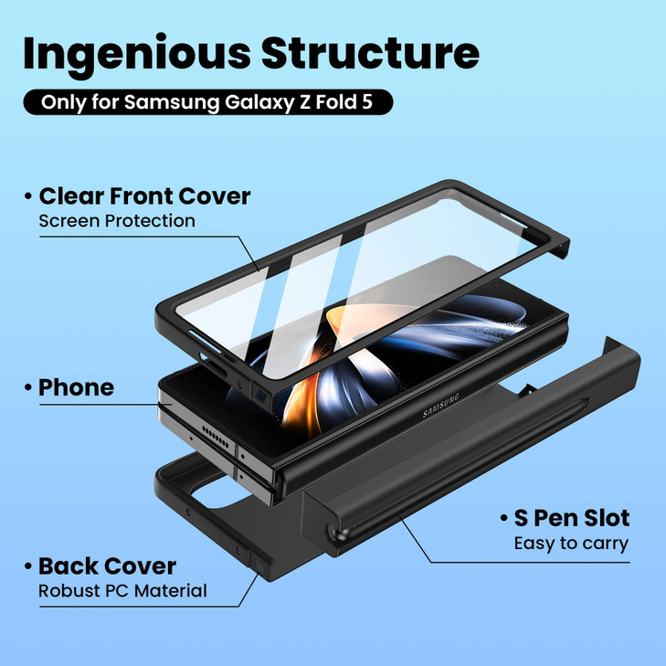 ZCDAYE Case for Samsung Galaxy Z Fold 5, Samsung Galaxy Z Fold 5 Phone Case with Pen Holder, Hinge Protection, Full-Body Protective Cover Case for Sa