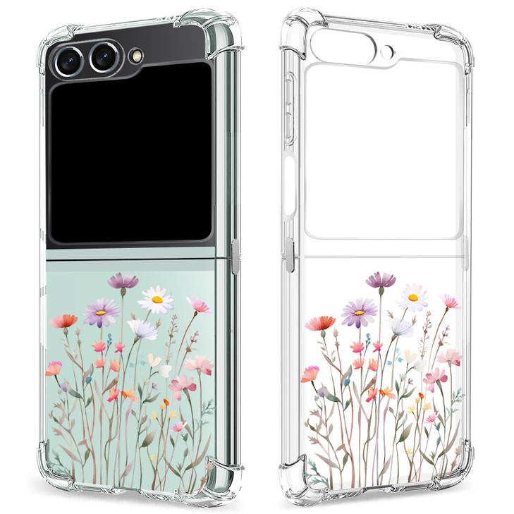GREATRULY Floral Clear Case for Galaxy Z Flip 6 for Women Girls,Pretty Phone Cover for Samsung Galaxy Z Flip6,Flower Design Slim Soft Transparent Dro