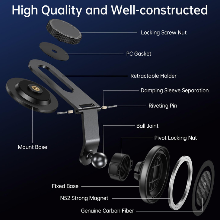 SYNCWIRE Fits MagSafe Car Mount for Universal Dashboard,Tesla Screen,Magnetic Phone Holder for Car, Foldable Aluminum Alloy Arm, Super Stable Car Mou