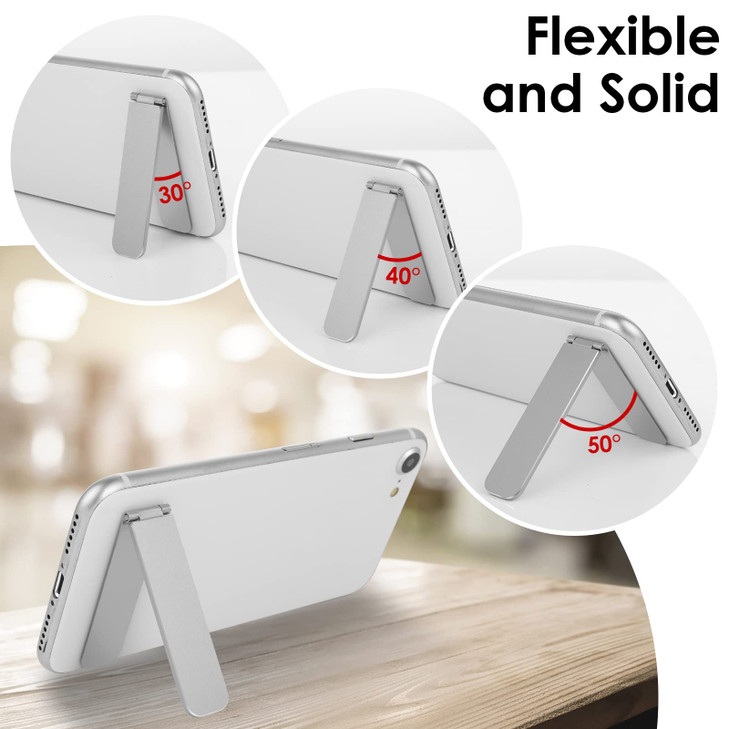Giantree Ultra Thin Cell Phone Holder, Adjustable Mini Alloy Phone Kickstand Portable Phone Stand Foldable Phone Stand for Mobile Phone Tablet (Silve