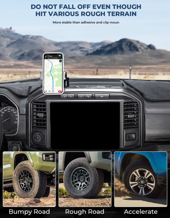 JOYTUTUS Aluminum Phone Holder Dash Mount Compatible with Ford F150 2021 2022 2023 2024 2025 F-150, Cell Phone Holder Dash Mount for Truck, Stable In