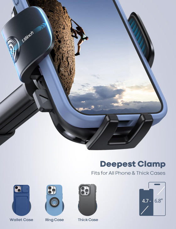 Lamicall Car Phone Mount - [Strongest Military-Grade Suction Cup] 360° Rotation Phone Holders for Your Car Quick Release Adjustable Phone Mount for C